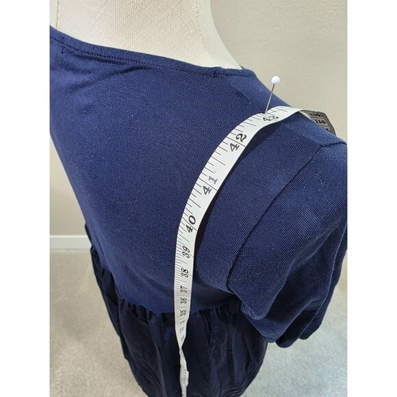 Navy Blue Mama B Long Sleeve Dress W/ Pockets Made In Italy - Picture 5 of 6